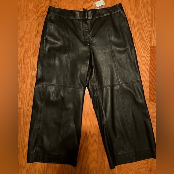 White House Black Market 100% leather straight leg culottes, NWT, size 8 - Picture 5 of 10